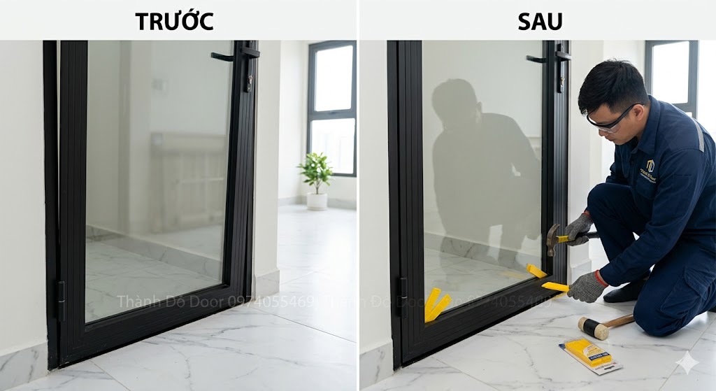 thợ chỉnh bản lề cửa nhôm
