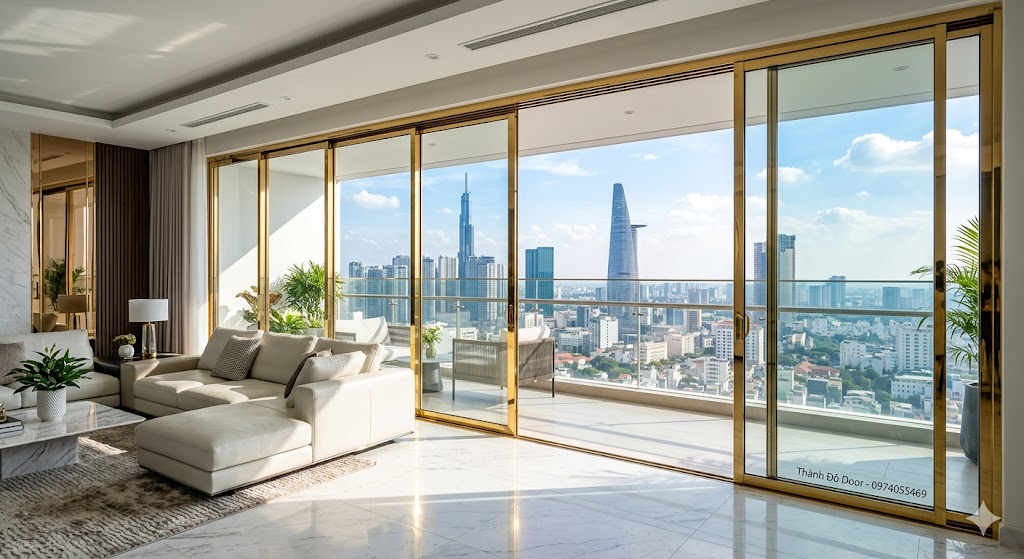 cửa kính slim inox