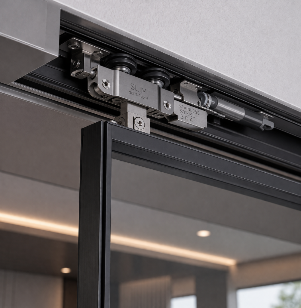 🚪 Cửa Lùa Hệ Slim Không Ray Dưới – Xu Hướng Nội Thất Hiện Đại Số 1 3 cửa nhôm Slim không ray dưới