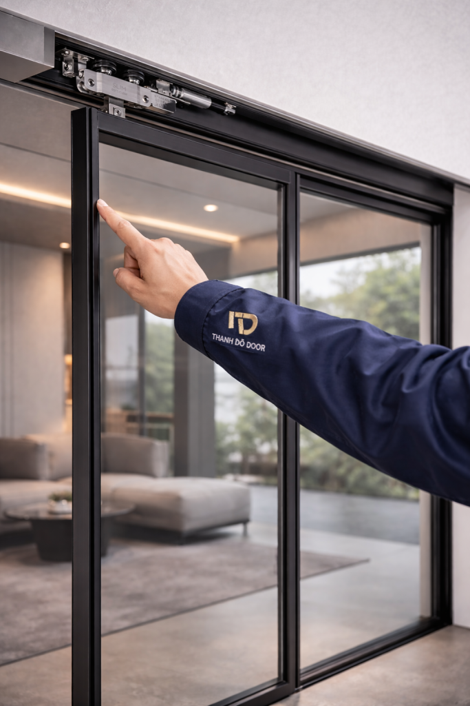 🚪 Cửa Lùa Hệ Slim Không Ray Dưới – Xu Hướng Nội Thất Hiện Đại Số 1 6 cửa trượt slim theo yêu cầu