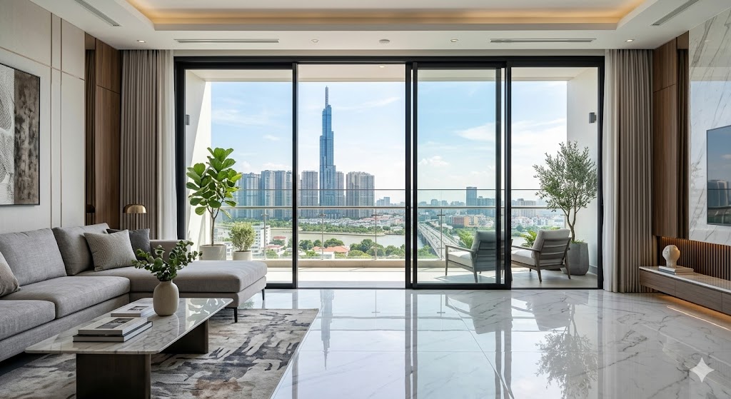 🚪 Cửa Lùa Hệ Slim Không Ray Dưới – Xu Hướng Nội Thất Hiện Đại Số 1 1 cửa lùa hệ slim