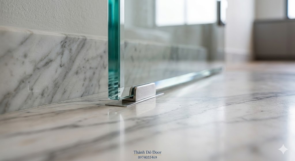 cửa lùa không ray dưới hệ slim