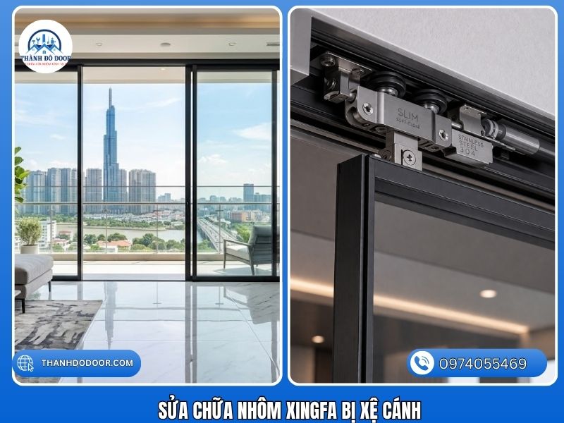 🛠️ Sửa Cửa Nhôm Xingfa Bị Xệ Cánh Triệt Để – Chống Tái Phát TPHCM 7 cửa nhôm kính quẹt nền
