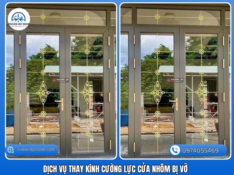 thay kính cửa nhôm bị bể