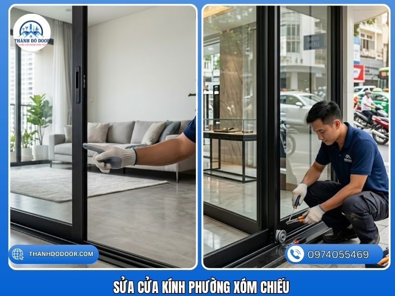 sửa cửa kính phường xóm chiếu