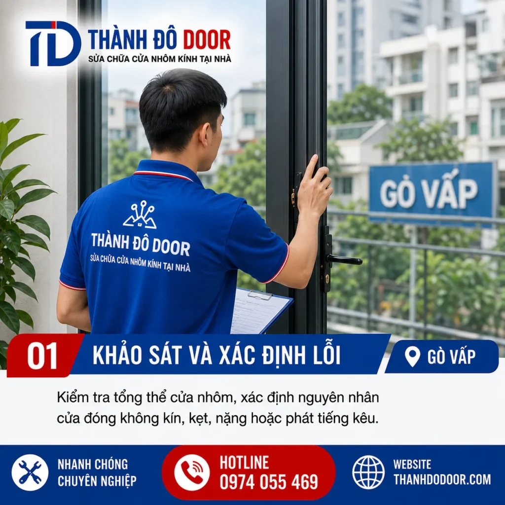 Sửa Cửa Nhôm Gò Vấp: Xử Lý Cửa Xệ, Kẹt Và Hỏng Khóa 1 01 sua cua nhom go vap khao sat