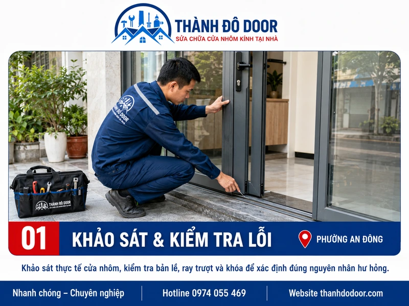 Sửa Cửa Nhôm Phường An Đông: Xệ Cánh, Kẹt Ray, Hỏng Khóa 1 01 sua cua nhom phuong an dong