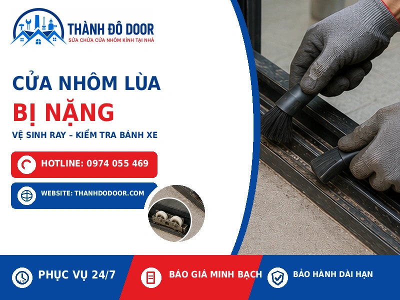 cửa nhôm lùa bị nặng
