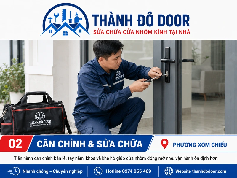 Sửa Cửa Nhôm Phường Xóm Chiếu: Xệ, Kẹt, Hỏng Khóa 2 Sửa Cửa Nhôm Phường Xóm Chiếu