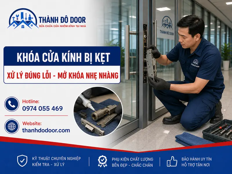 khoá cửa kính bị kẹt