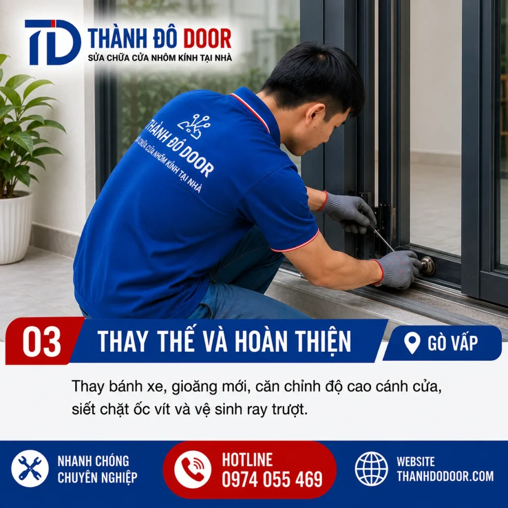 Sửa Cửa Nhôm Gò Vấp: Xử Lý Cửa Xệ, Kẹt Và Hỏng Khóa 3 03 sua cua nhom go vap thay the hoan thien
