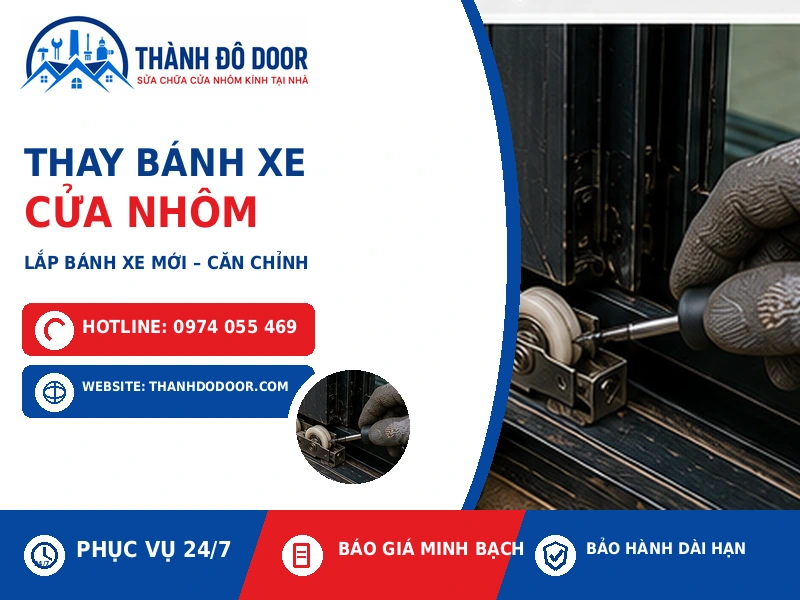 03 thay banh xe cua nhom lap banh xe moi can chinh