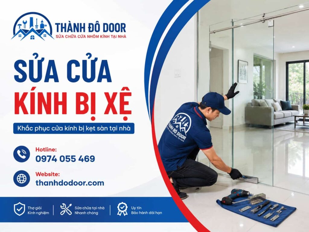 Cửa Kính Bị Kẹt Sàn: 7 Nguyên Nhân Và Cách Xử Lý An Toàn 2 sửa cửa kính bị xệ