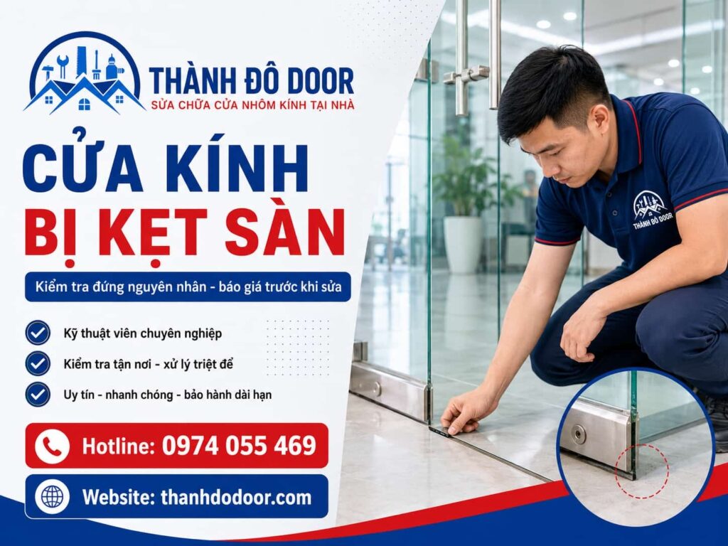 Cửa Kính Bị Kẹt Sàn: 7 Nguyên Nhân Và Cách Xử Lý An Toàn 4 sửa cửa kính bị xệ