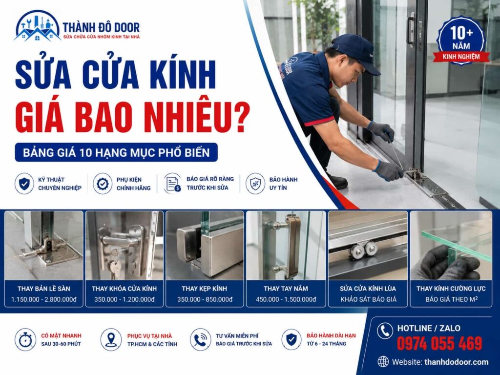 Sửa Cửa Kính Giá Bao Nhiêu? Bảng Giá 10 Hạng Mục Thường Gặp 8 sua cua kinh gia bao nhieu