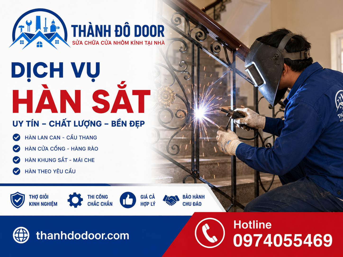 Mối hàn sắt sau khi hoàn thiện bởi Thành Đô Door