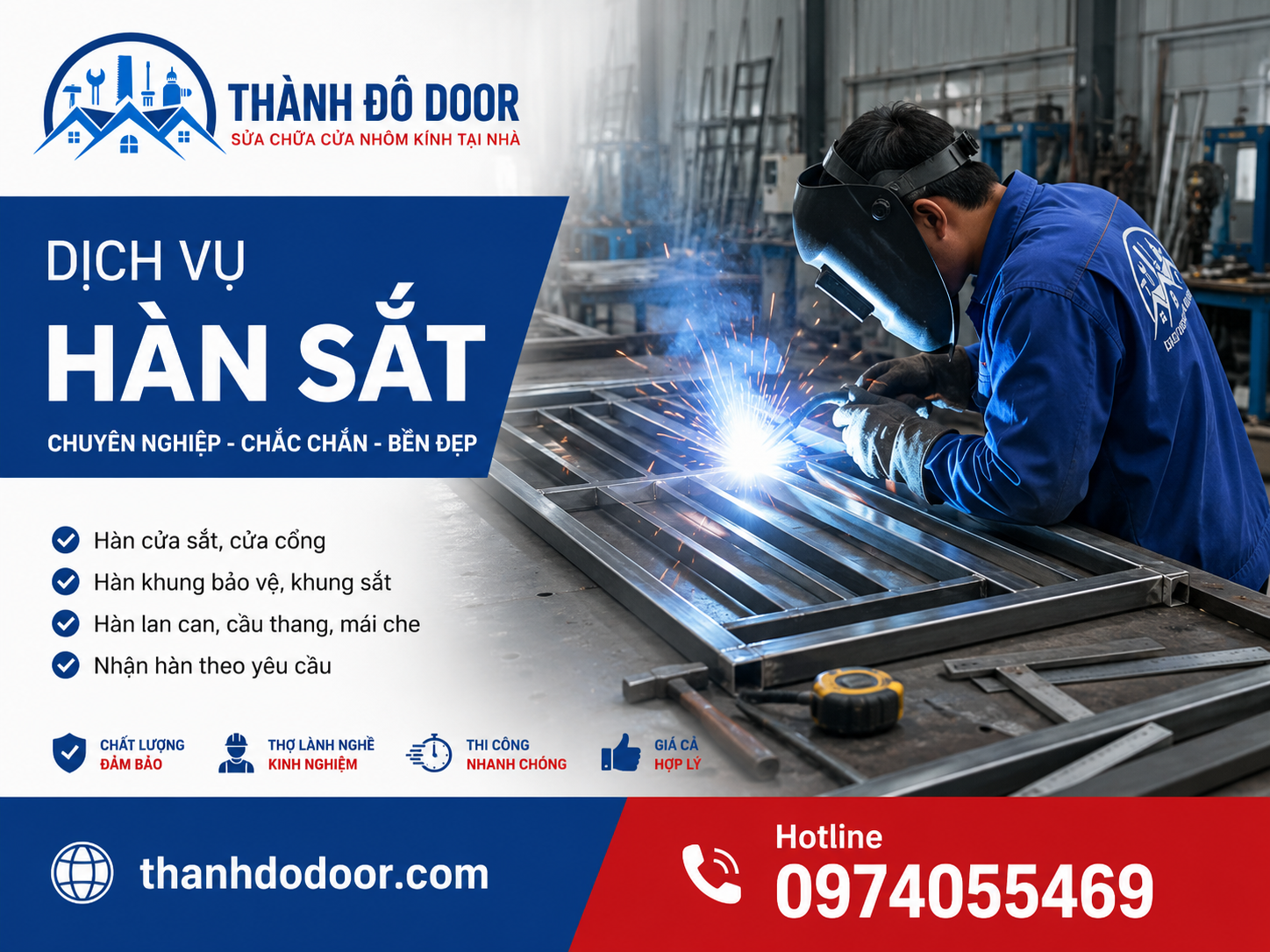 Hàn sửa lan can sắt bị lỏng tại TP.HCM
