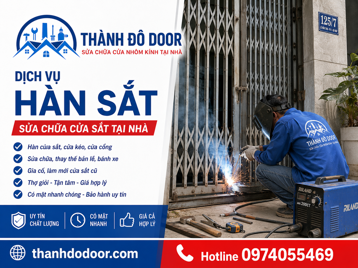 Gia cố khung cổng sắt tại nhà do Thành Đô Door thi công