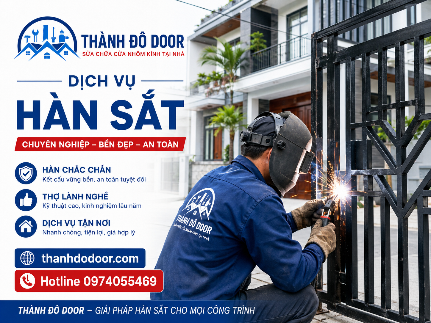 Đội thợ hàn sắt Thành Đô Door nhận hàn sửa tận nơi TP.HCM