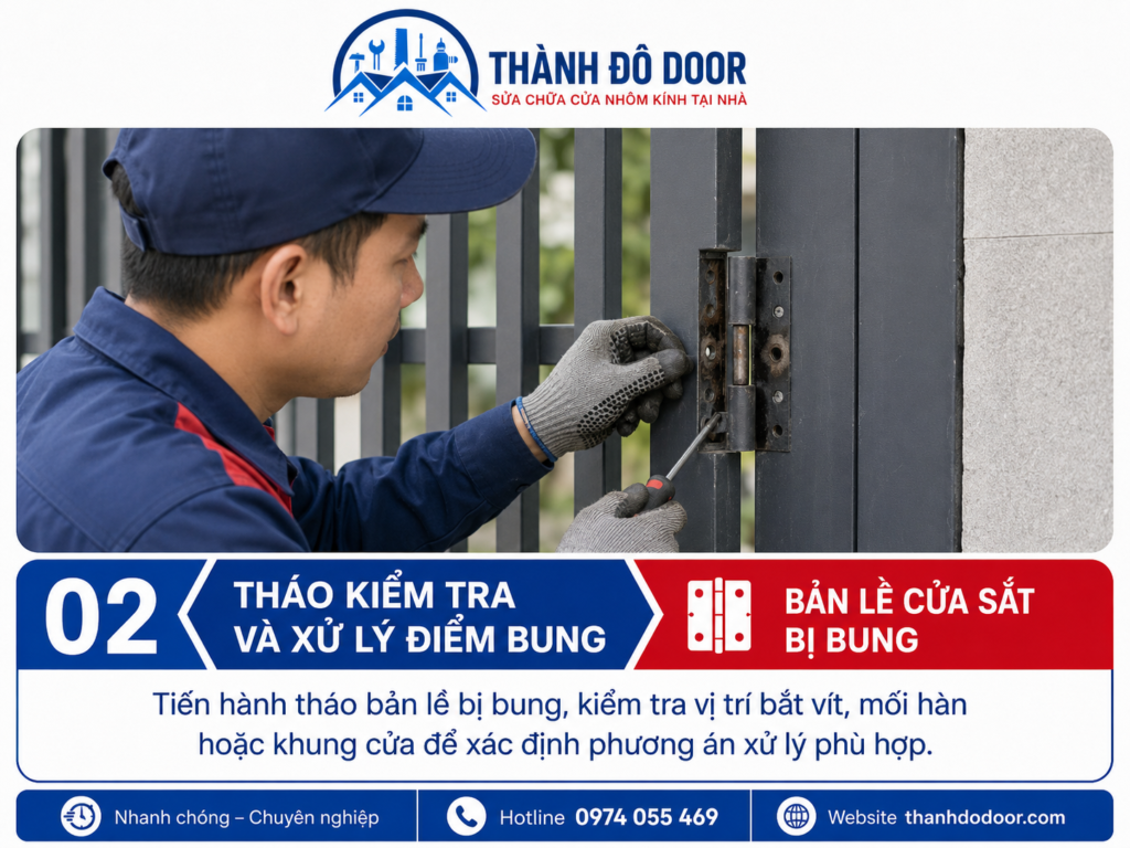 Bản lề cửa sắt bị bung