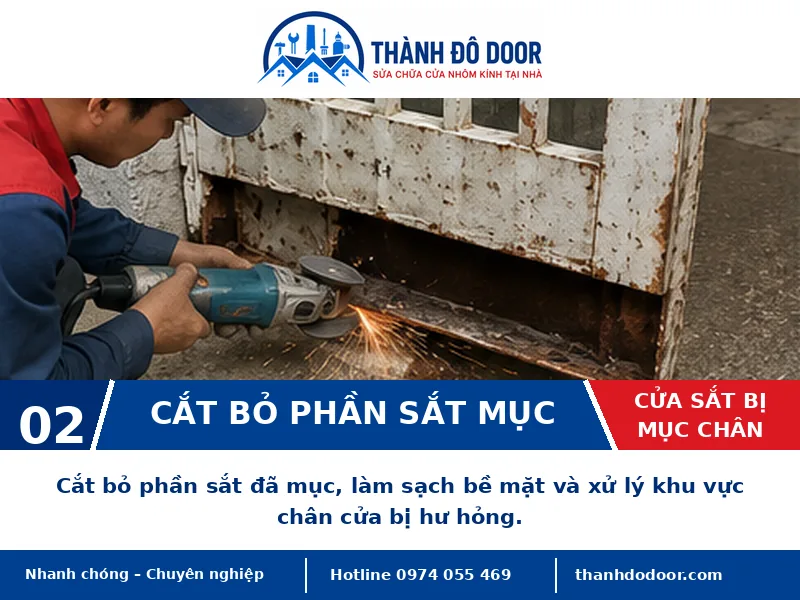 Cửa sắt bị mục chân
