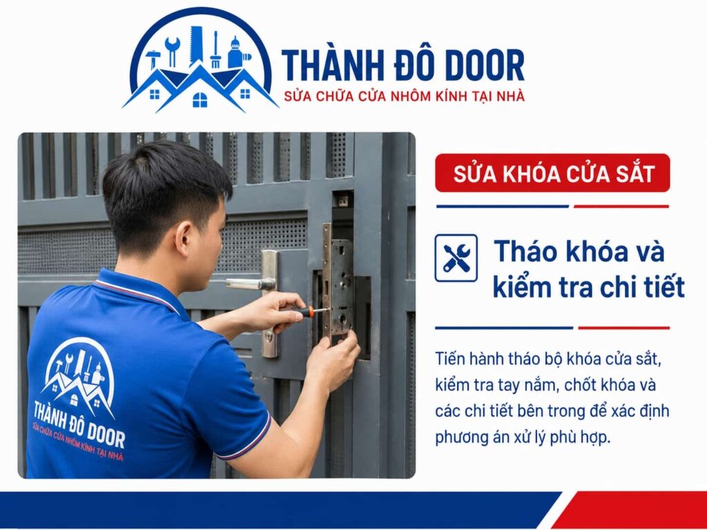 Sửa khóa cửa sắt bị kẹt, lệch chốt và không ăn khóa 2 Sửa khóa cửa sắt
