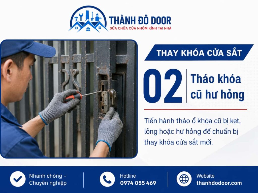 Thay khóa cửa sắt, cửa cổng khi ổ khóa bị hỏng hoặc không còn phù hợp 2 Thay khóa cửa sắt