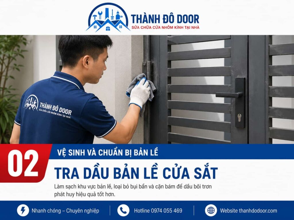 Tra dầu bản lề cửa sắt