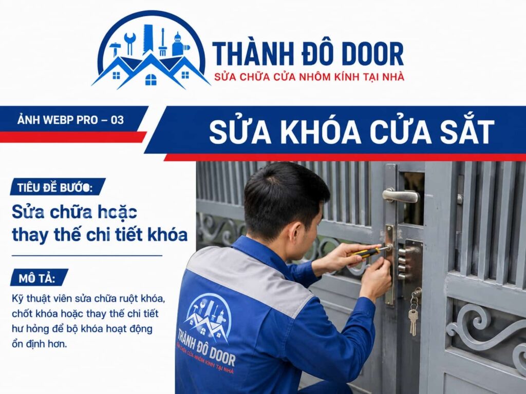 Sửa khóa cửa sắt bị kẹt, lệch chốt và không ăn khóa 3 03 sua khoa cua sat